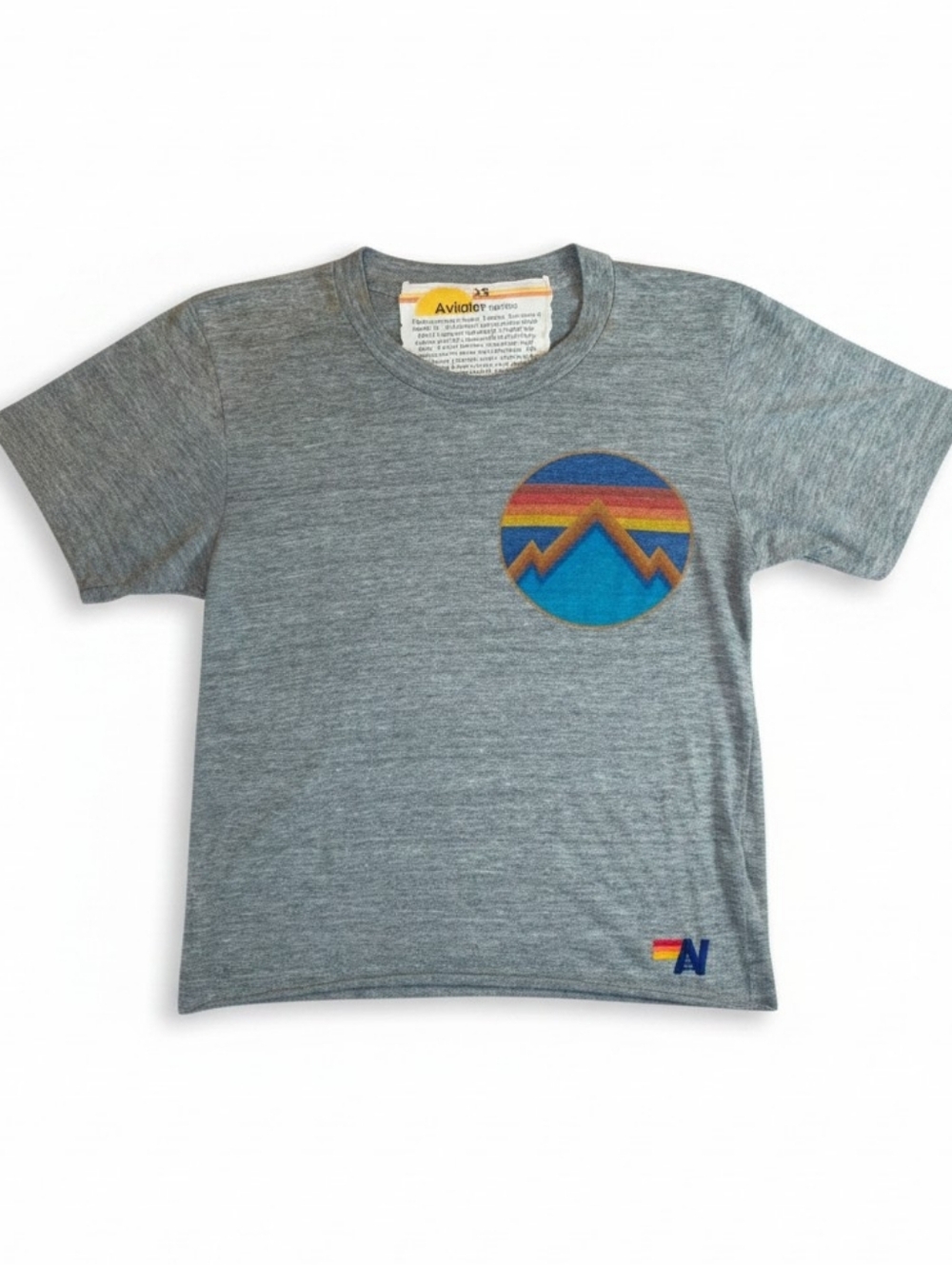 Aviator Nation Sunset Graphic Tee XS Gray Vintage Wash Made USA